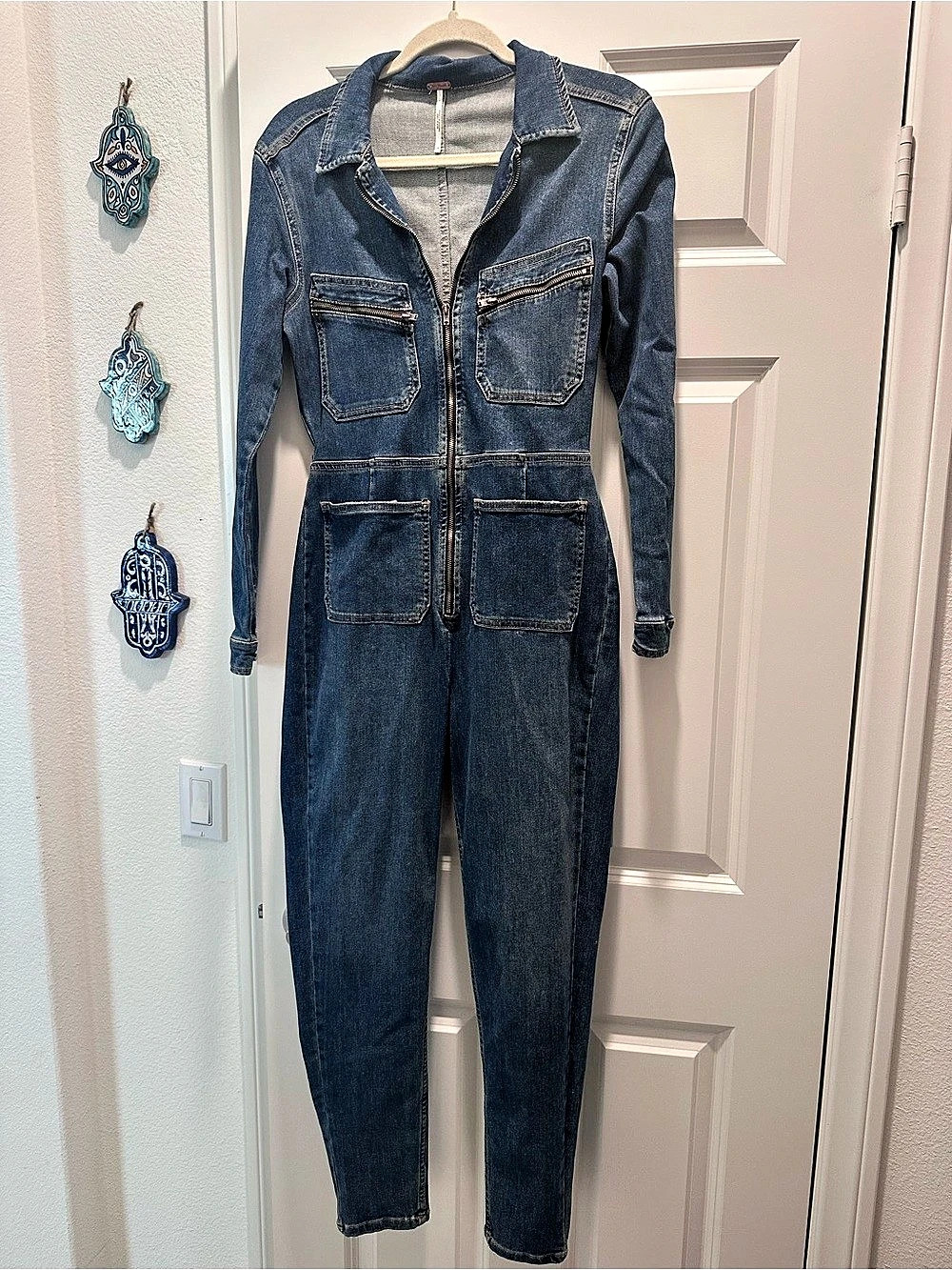 Free People Lennox Jumpsuit Women's Blue Denim Utility